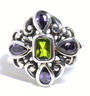 パープルとグリーンのデザインリング 16.5号